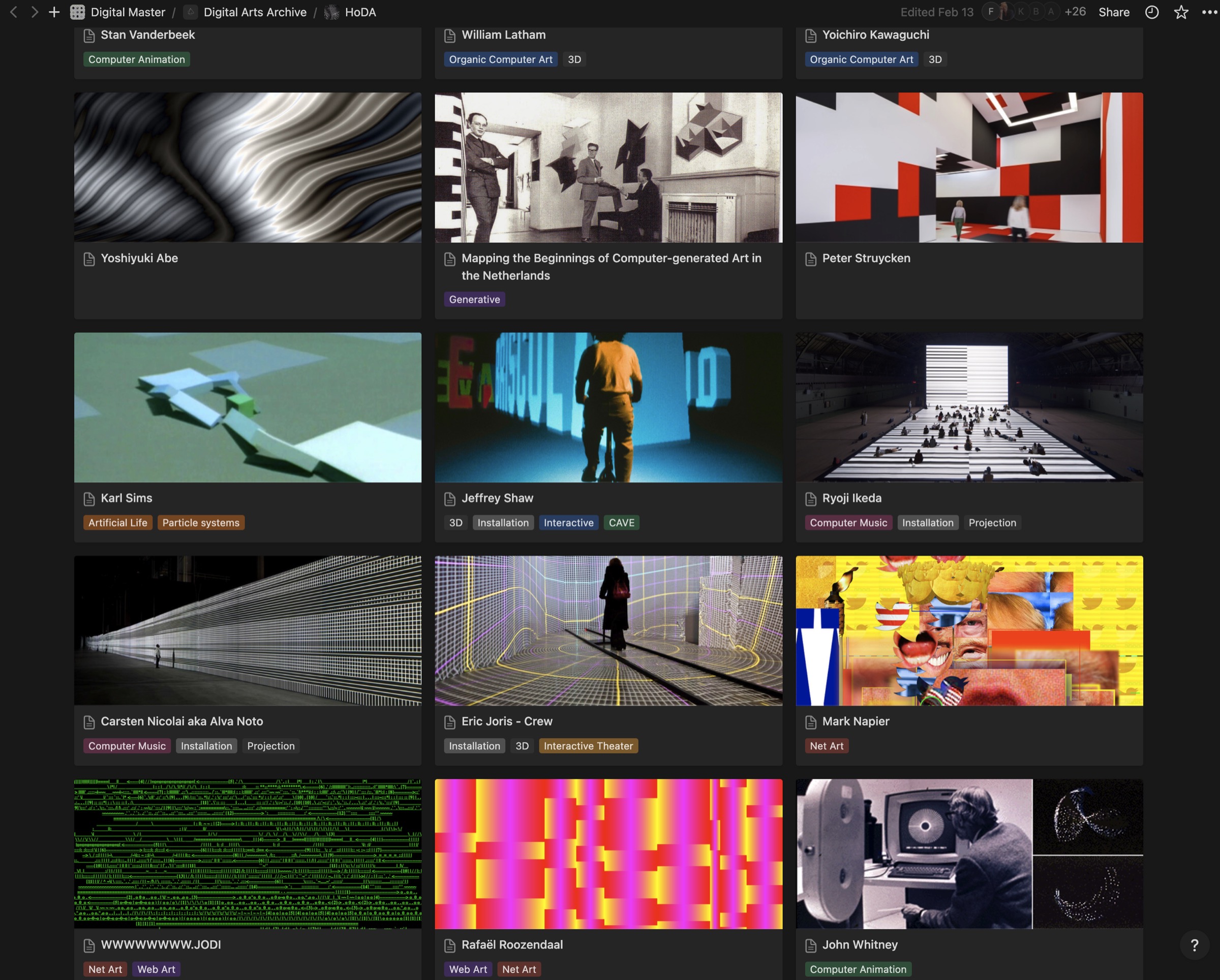 The Digital Arts Archive — a curated collection of digital art projects, people, organizations, and books